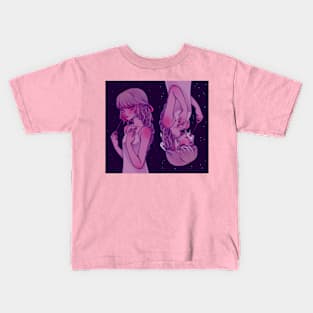 Girl gaze, Flowers, Anime, Digital Painting Kids T-Shirt